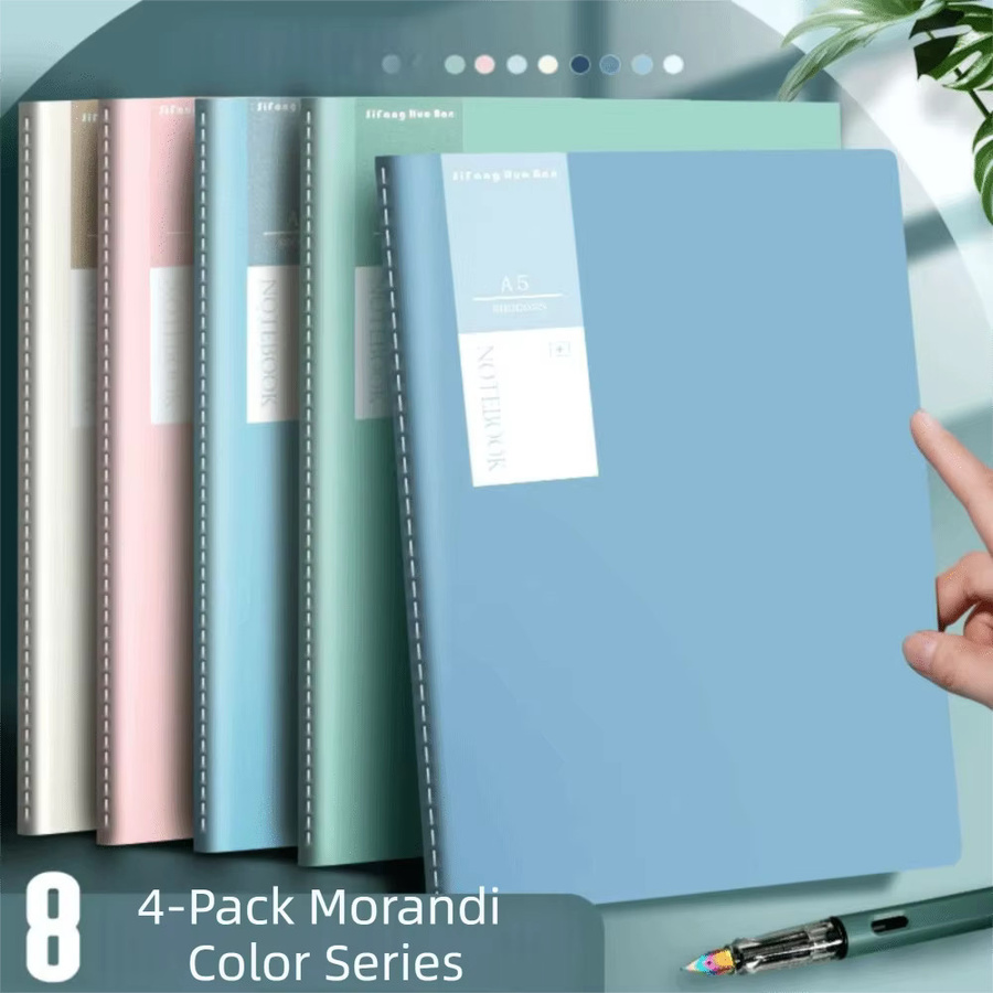 4er Set A5 Notizbücher mit Softcover und gestreiften Innenseiten, 36 Blatt, Mehrfarbig - Bild 3