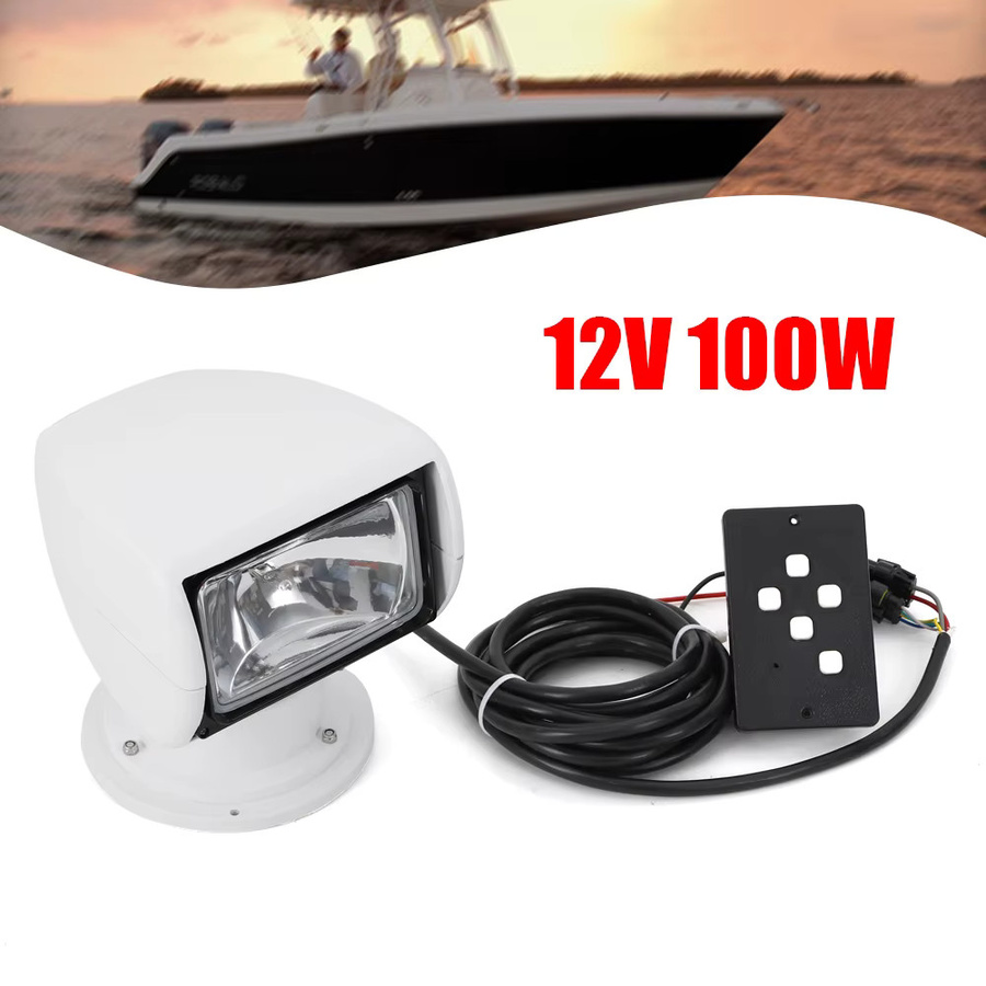 Wasserdichter Marine Scheinwerfer 100 W mit Fernbedienung, 12 V, 360 Grad drehbarer Bootssuchlicht in Weiß - Bild 2