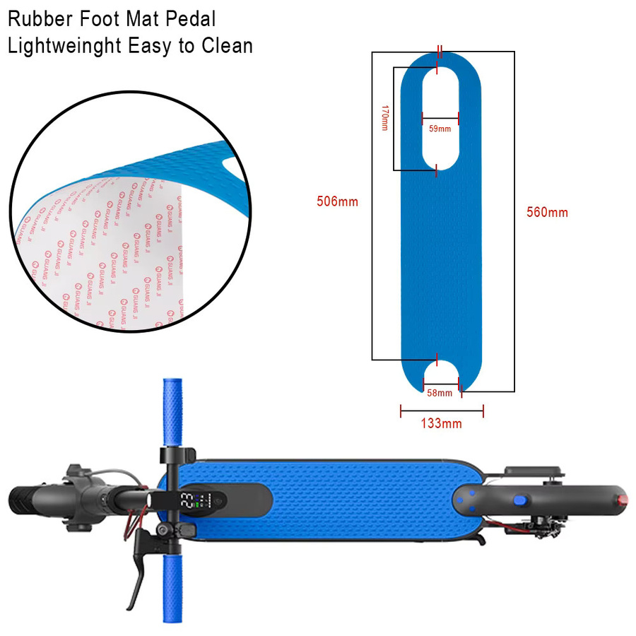 Xiaomi Zubehör Set für E-Scooter mit Silikon Fußmatte und Lenker Grip Abdeckungen in Rot oder Blau - Bild 2