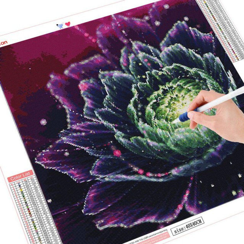FIYO 5D Diamond Painting Set mit floralem Blumenmuster, mehrfarbig, quadratisch, B/H: 30 x 30 cm - Bild 1