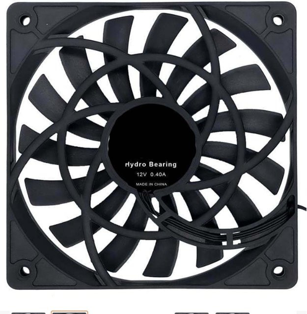 Schlanker PC-Gehäuselüfter PWM 12V DC in Schwarz, B/T/H: 140 x 140 x 12 mm - Bild 1