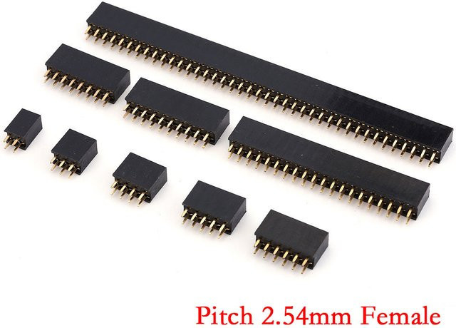 SHWB Zweireihige Pin Buchse Header Buchse mit 2,54mm Pitch in Schwarz, 10 Stück - Bild 1