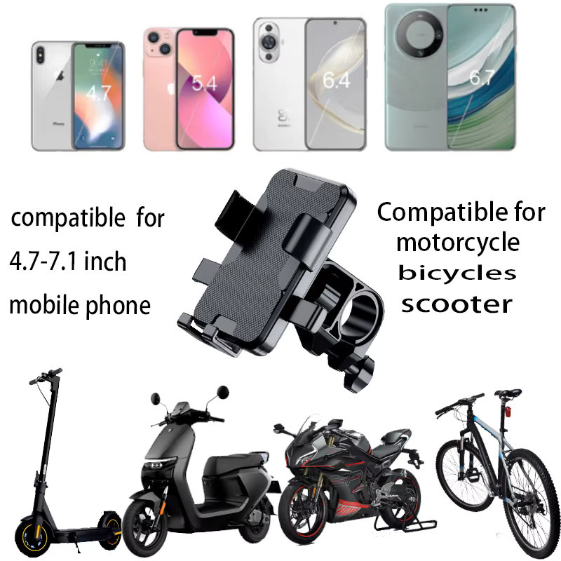 HELLOLEIBOO Universelle Fahrrad-Handyhalterung und Motorrad-Handyhalter in Schwarz mit 360 Grad Drehung und stoßfester GPS-Halterung - Bild 2