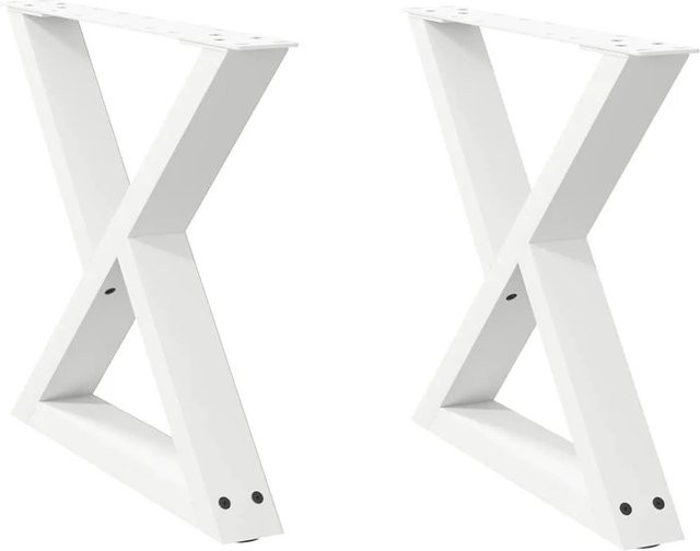 vidaXL Couchtischbeine Set aus 2 Stück in Weiß aus pulverbeschichtetem Stahl, B/T: 60 x 42 cm - Bild 1