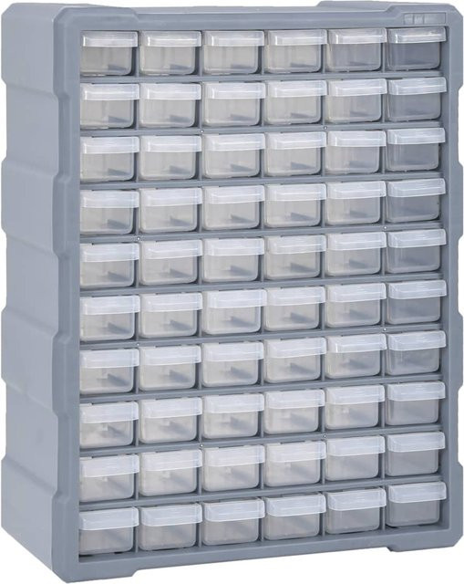 Vidaxl Organizer Z 60 mit Schubladen aus Kunststoff in Transparent und Grau, B/T/H: 38 x 16 x 47,5 cm - Bild 1
