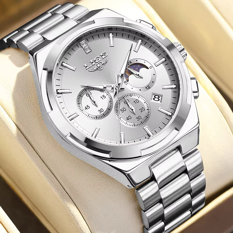 LIGE Armbanduhr, Chronograph, Quarz, Edelstahl, Silber, Damen - Bild 3