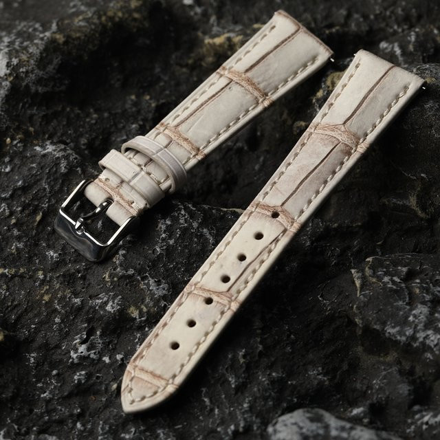 Raystray Armband, weißes Himalaya-Krokodilleder, Leder, Unisex - Bild 1