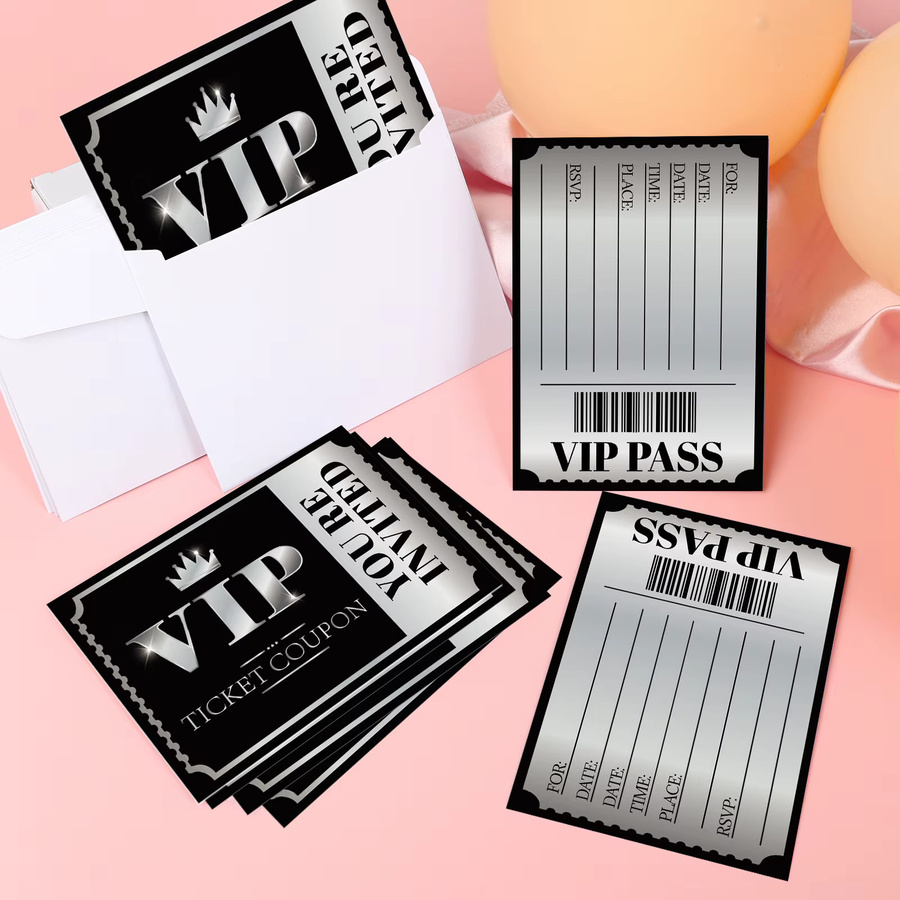 20 VIP-Party-Einladungskarten aus Papier in Gold und Silber für deine Geburtstagsfeier - Bild 5