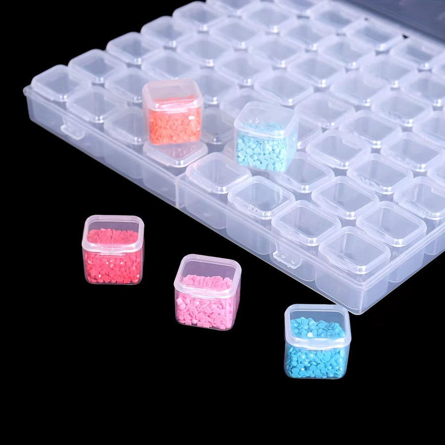 Transparentes DIY-Diamant-Malwerkzeug aus Kunststoff mit 28/56 Gittern als Organizer für Perlen und Schmuck - Bild 2