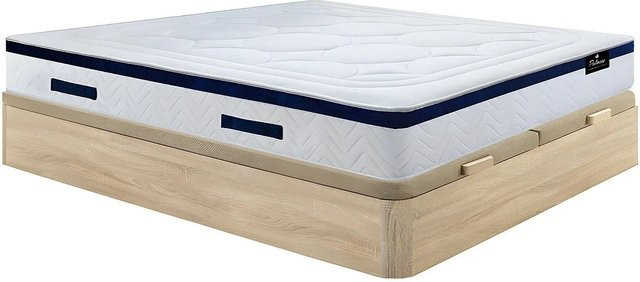 Vente-unique Hybrid Bettgestell mit Matratze, Lattenrost und Bettkasten Marquis in Beige, B/T/H: 180 x 200 cm - Bild 1
