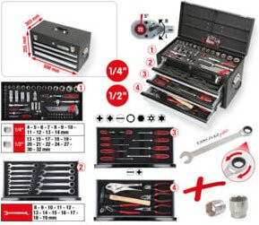 KS Tools CHROMEplus Universal-Werkzeug-Satz 99-teilig aus Chrome-Vanadium in Schwarz - Bild 1