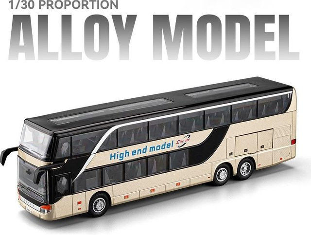 Business Doppeldecker Legierung Bus, Modellauto, 1:30, gold, mit Licht und Sound - Bild 1