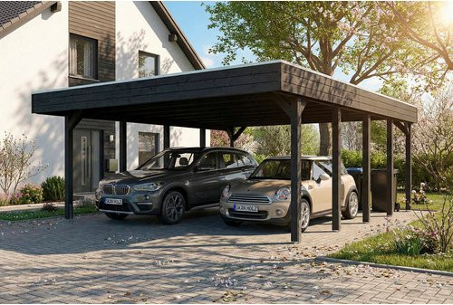 SKANHOLZ Carport Friesland aus Fichte mit Stahl-Dachplatten in Anthrazit und Schwarz, B: 546 cm, T: 708 cm - Bild 1