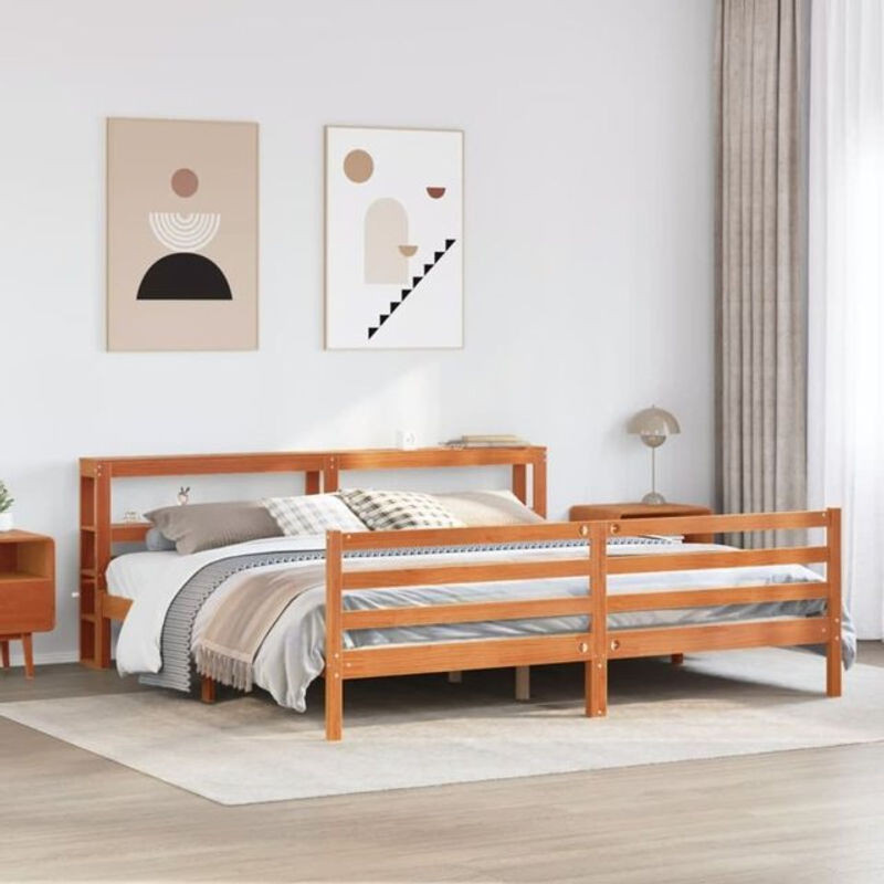 Massivholzbett aus Kiefernholz von Vidaxl in Braun, B/T/H: 180 x 200 cm - Bild 1
