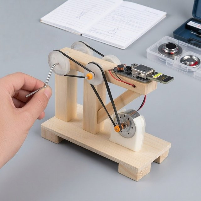 soulbao DIY Kreatives Handkurbel-Holzgenerator-Modell, Wissenschafts-Experimentier-Set, Holz - Bild 1