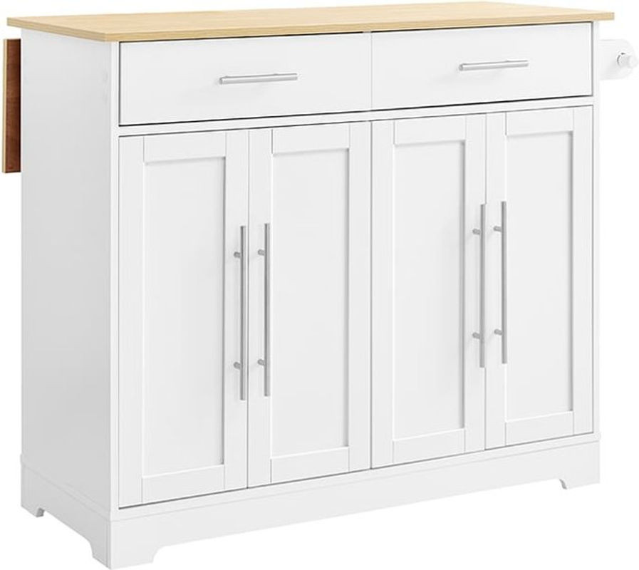 SoBuy Kücheninsel im skandinavischen Design mit 2 Schubladen, Weiß, B/T/H: 107 x 44 x 91 cm - Bild 1