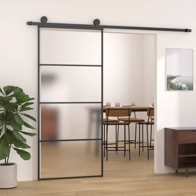 vidaXL Schiebetür aus ESG-Glas und Aluminium in Schwarz, B/H: 90 x 205 cm - Bild 2