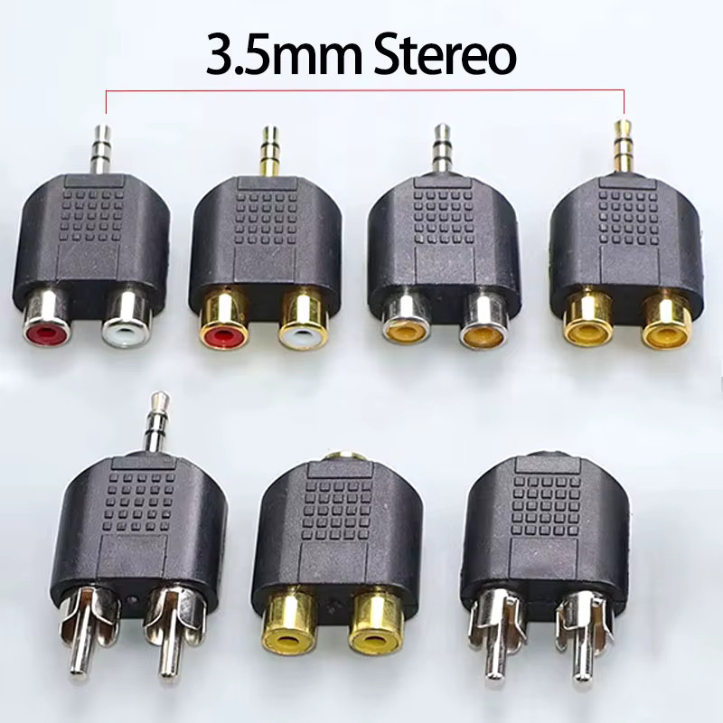 JCD Audio Adapter Set: 3,5mm Klinke auf RCA Weiblich und 6,35mm Mono auf RCA Männlich Konverter in Schwarz, Silber und Orange - Bild 2