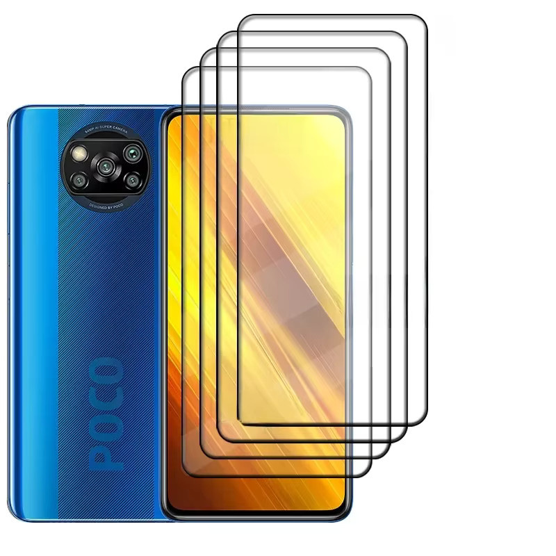 4er-Pack Xiaomi Poco X3 Pro Schutzglas mit Vollabdeckung und Kleber, gehärtetes Glas 9H HD, transparent - Bild 3
