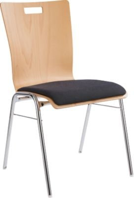 Schäfer Shop Select Stapelstuhl Natur mit Stoffpolster aus Holz und Stahl, B: 43 cm, T: 41 cm, H: 45 cm - Bild 1