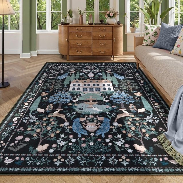Alfombra Fonda Tapis Teppich im französischen Retro-Stil für Wohnzimmer und Schlafzimmer, waschbar und rutschfest - Bild 1
