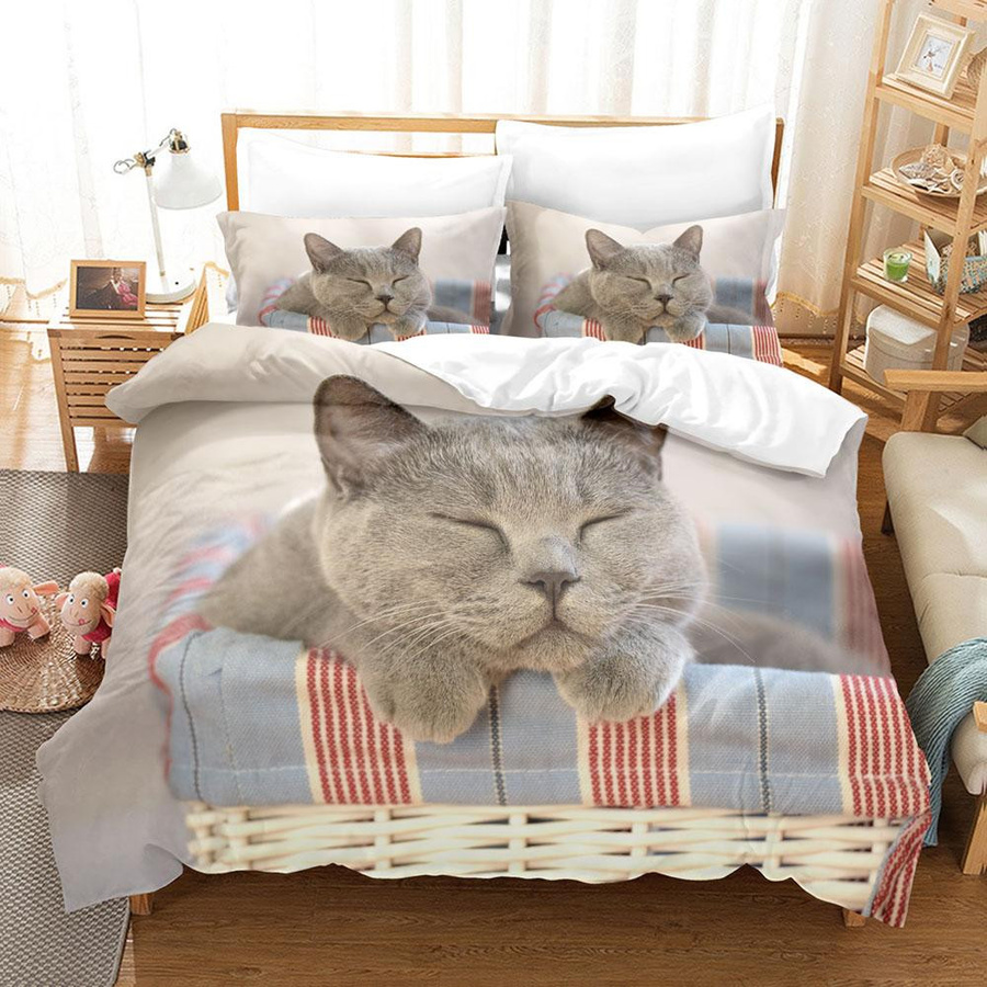 3D Katzen Bettwäsche-Set mit Kissenbezug von Creative Homewares, B/H: 135 x 200 cm - Bild 2
