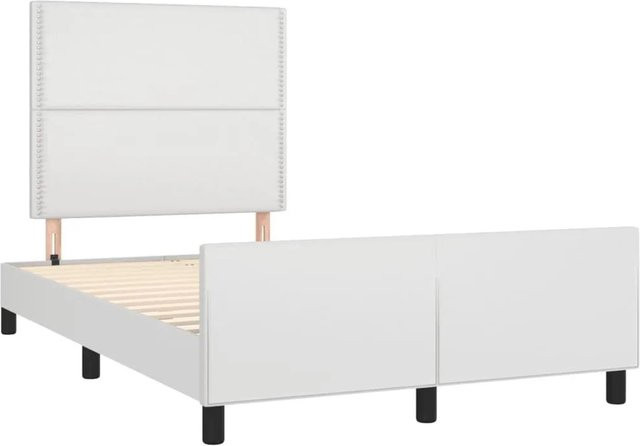 vidaXL Bettgestell mit Kunstleder-Polsterung in Weiß, B/T/H: 120 x 193 x 123 cm - Bild 1