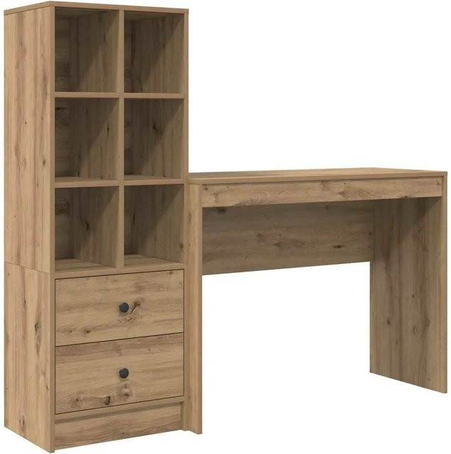 vidaXL Schreibtisch und Hochboard Set in Artisan-Eiche, 2-teiliges Büro-Set in Braun - Bild 1