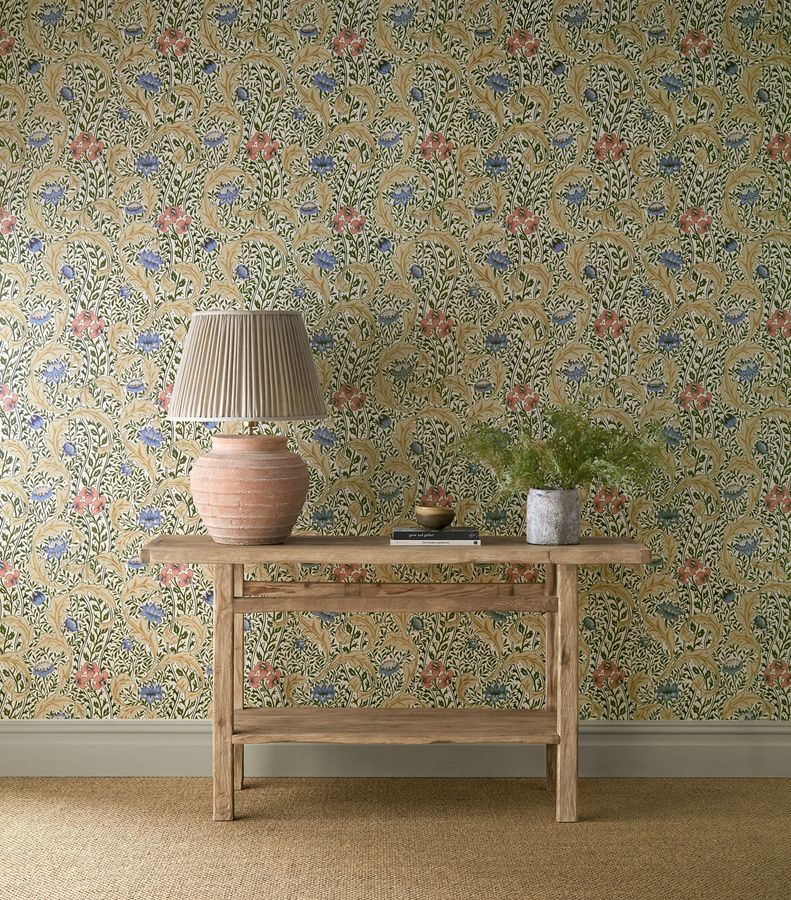 Morris & Co Tapete Wild Tulip & Vine in Multicolor (Beige, Blau, Grün) - Bild 1