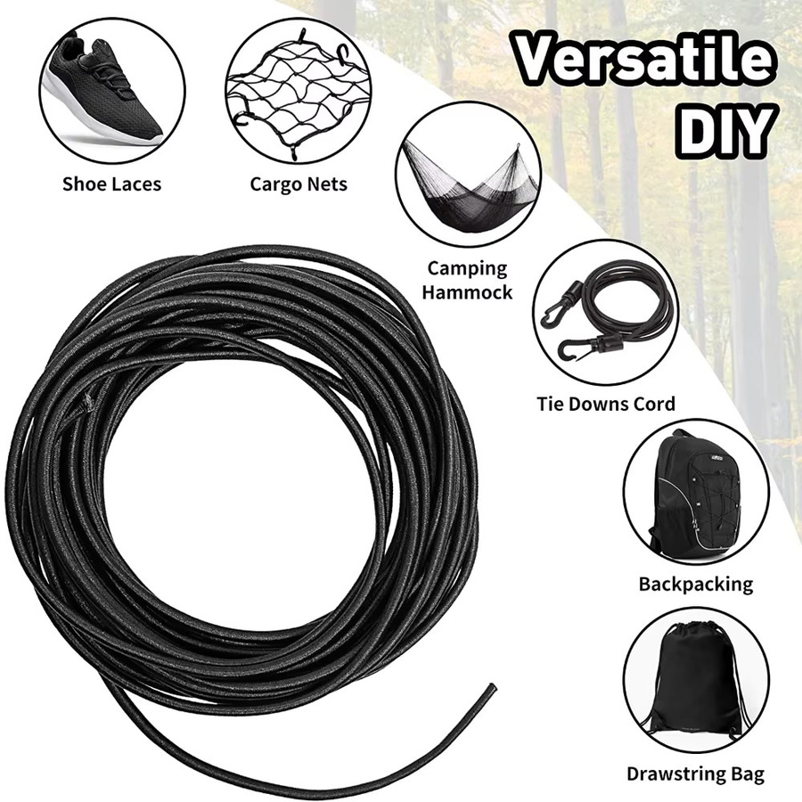Elastisches Gummiband in Schwarz für Handwerk, DIY und Bekleidung, verschiedene Stärken von 3 mm bis 8 mm - Bild 3