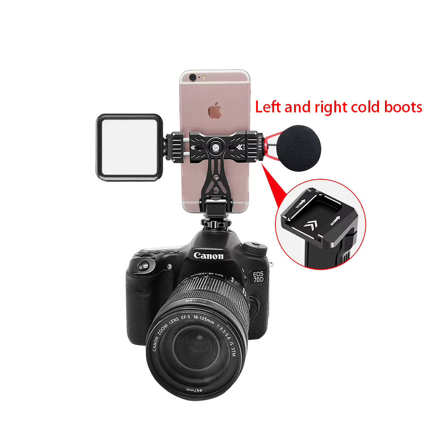sgrium Metall Telefonhalterung mit 360 Grad Drehung und ARRI-Loch für Android-Smartphones und DSLR-Käfigklemmen in Schwarz oder Weiß - Bild 2