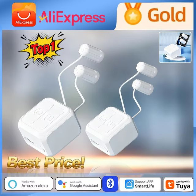 Tuya Smart Fingerbot mit Touchscreen und Bluetooth, Wiederaufladbarer Smart Voice Clicker in Weiß - Bild 1