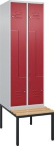 C+P Z-Spind Classic PLUS Sitzbank mit 4 Fächern und Zylinderschloss, Sitzfläche aus Buche-Hartholz, B/T/H: 212 x 60 x 81,5 cm - Bild 1