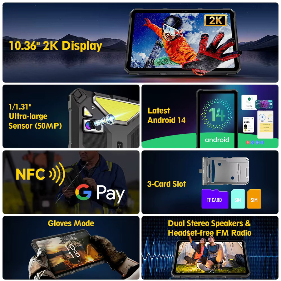 Ulefone Armor Pad 4 Ultra 5G Robustes Tablet mit Wärmebildkamera, 10,36 Zoll 2K Display, 16GB RAM, 256GB ROM und Android 11 - Bild 6