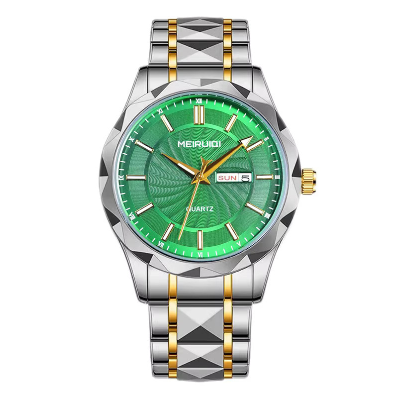 MEIRUIQI Armbanduhr Quarz, Edelstahl, Grün, Datum, Herren - Bild 6