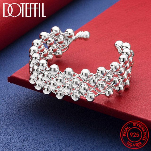 DOTEFFIL Armreif 925 Silber, glatte Perlen, Unisex - Bild 1