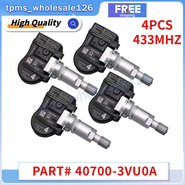 GANGLE 4er Set TPMS Reifendruckkontrollsystem Sensoren 40700-3VU0A für Nissan Note Qashqai Tiida Renault Espace Schwarz 433MHz - Bild 1