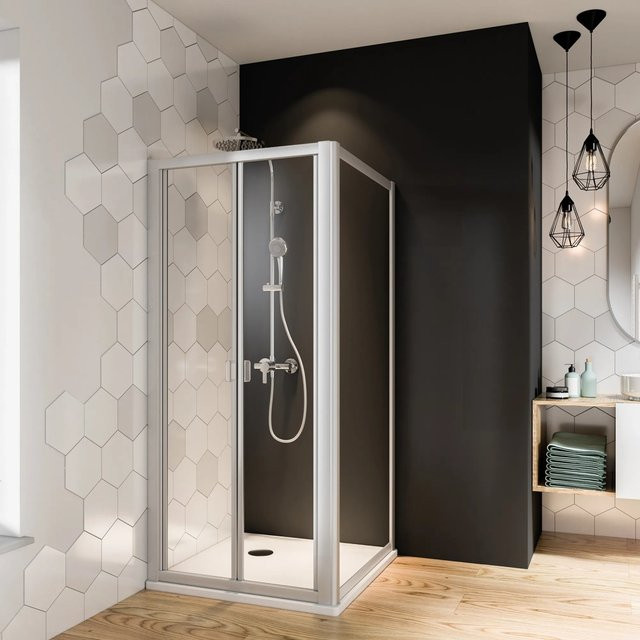 Breuer Falttür Fara für Nische oder Seitenwand aus Aluminium in Silber Matt, H: 188 cm, B: 80 cm, T: 76 cm - Bild 1