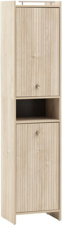 Schildmeyer Hochschrank Sonderby in Eiche Braun mit Türen und offenen Regalen, B/T/H: 40,2 x 33,0 x 176,5 cm - Bild 1