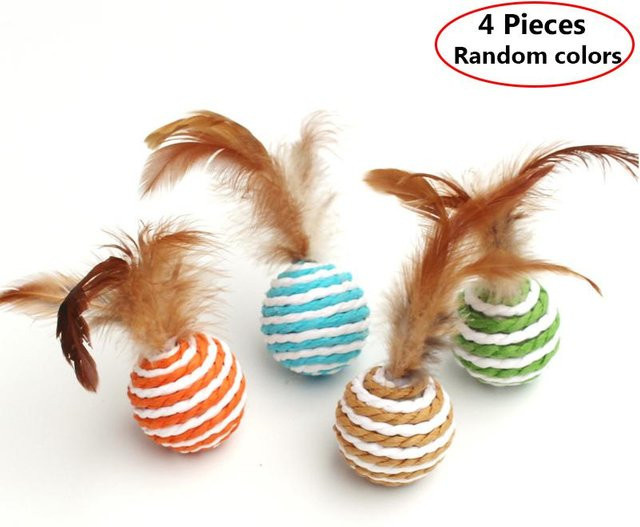 BC Pet Supplies Interaktiver Sisal Ball Katzenspielzeug, 4-teiliges Set - Bild 1