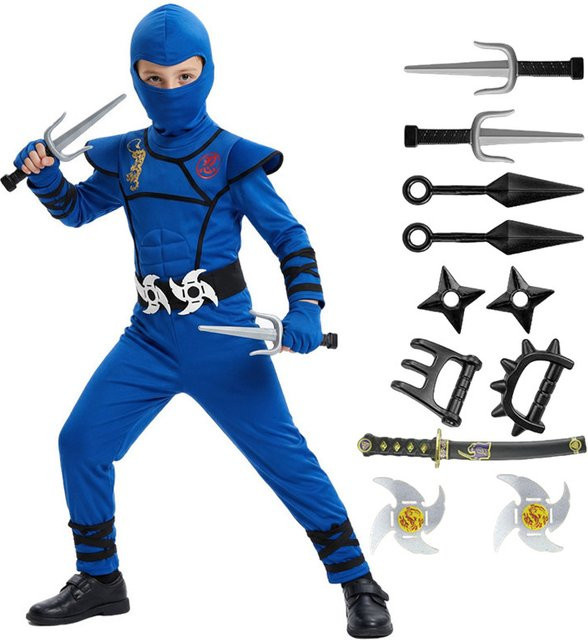 Ninja Kostüm, Maskierter Krieger, Fantasy, Blau, Unisex - Bild 1
