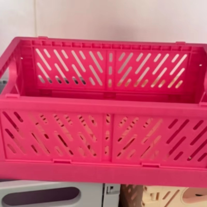 Faltbare und stapelbare Desktop-Aufbewahrungskörbe aus Kunststoff in Pink, wasserdichter Organizer für Büro, Badezimmer und Schlafzimmer, B/T/H: 21,0 x 8,0 x keine Maße angegeben cm - Bild 2