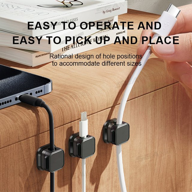 SEAMETAL 10 Stück Magnetische Kabelclips Selbstklebender Kabelhalter Organizer für Auto, Zuhause und Büro in Schwarz und Weiß - Bild 1