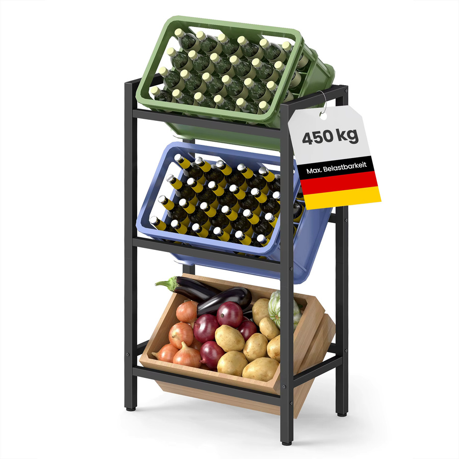 SONGMICS Getränkekistenregal aus Metall in Schwarz, 3 Ebenen für 3 Kisten, belastbar bis 150 kg pro Ebene - Bild 2