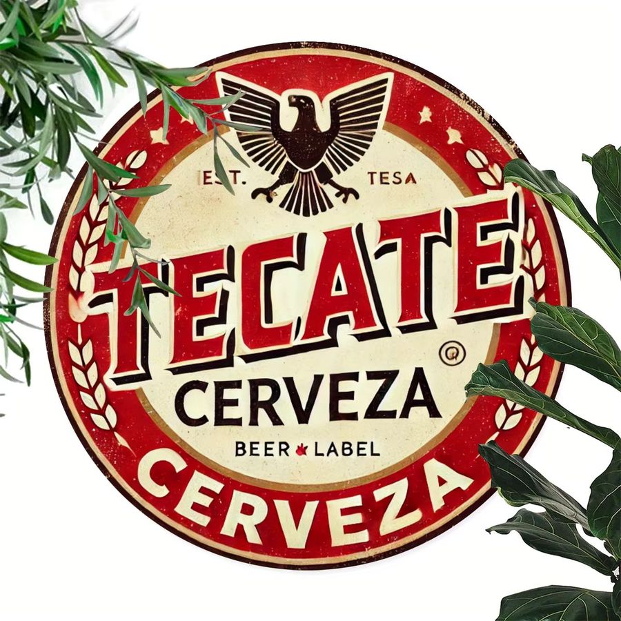 Potdemiel Aluminiumschild TECATE Bier-Logo mit Adlermuster in Rot und Weiß, Breite: 19,81 cm, Höhe: 19,81 cm - Bild 3