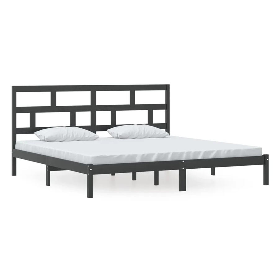 vidaXL Massivholzbett aus Kiefer in Schwarz, B/T: 200 x 200 cm - Bild 2