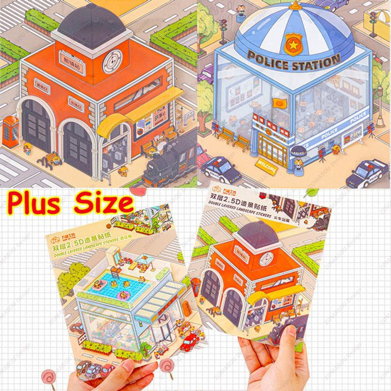 3D Landschaft Aufkleber Grand Hotel Größe Doppel Schicht DIY Kabinen Szene Relief Sticker für Erwachsene und Kinder in Mehrfarbig - Bild 1