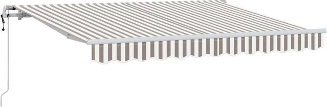 vidaXL Ausziehbare Markise mit Fernbedienung aus Aluminium und Polyester, Hellgrau und Weiß, B: 450 cm, T: 300 cm - Bild 1