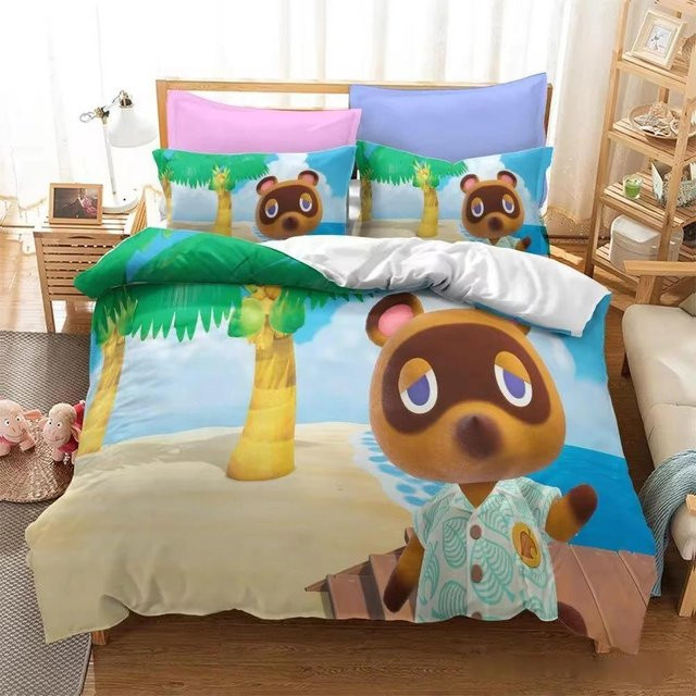 Animal Crossing Cartoon 3D Bettwäsche-Set für Kinder aus Mikrofaser, Mehrfarbig, B/H: 70 x 133 cm - Bild 1