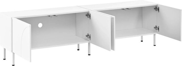 okwish TV-Schrank mit geschwungenen Linien und 4 Türen in Weiß, B/T/H: 180 x 49 x 35 cm - Bild 1